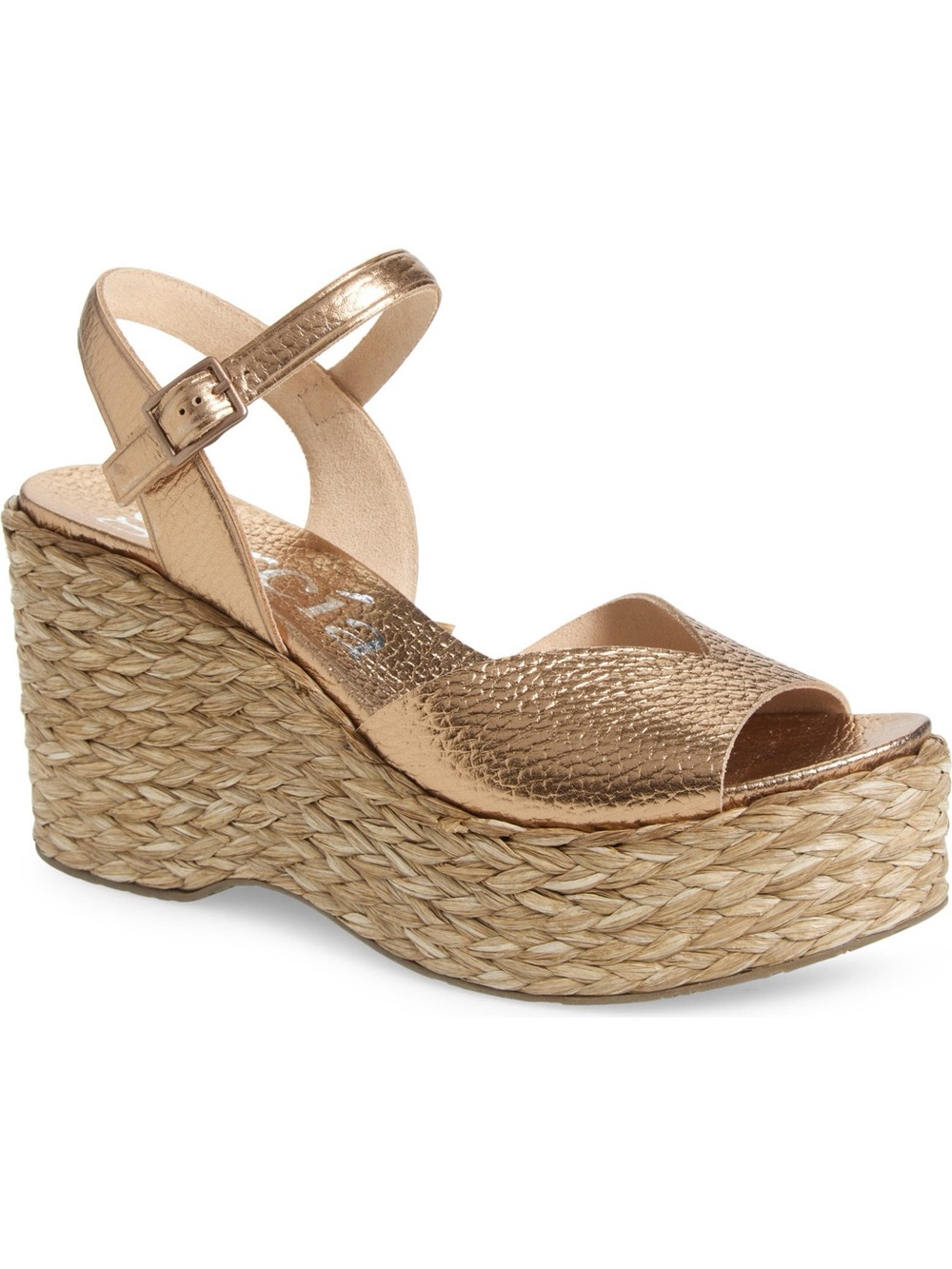 Pedro Garcia Doina Metallic Gold Espadrille Wedge Size 40.5